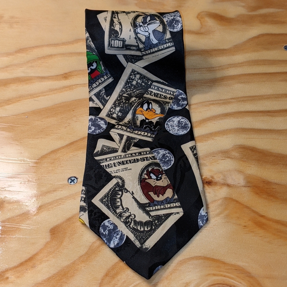 Vintage 1997 Looney Tunes Money Tie (Black)